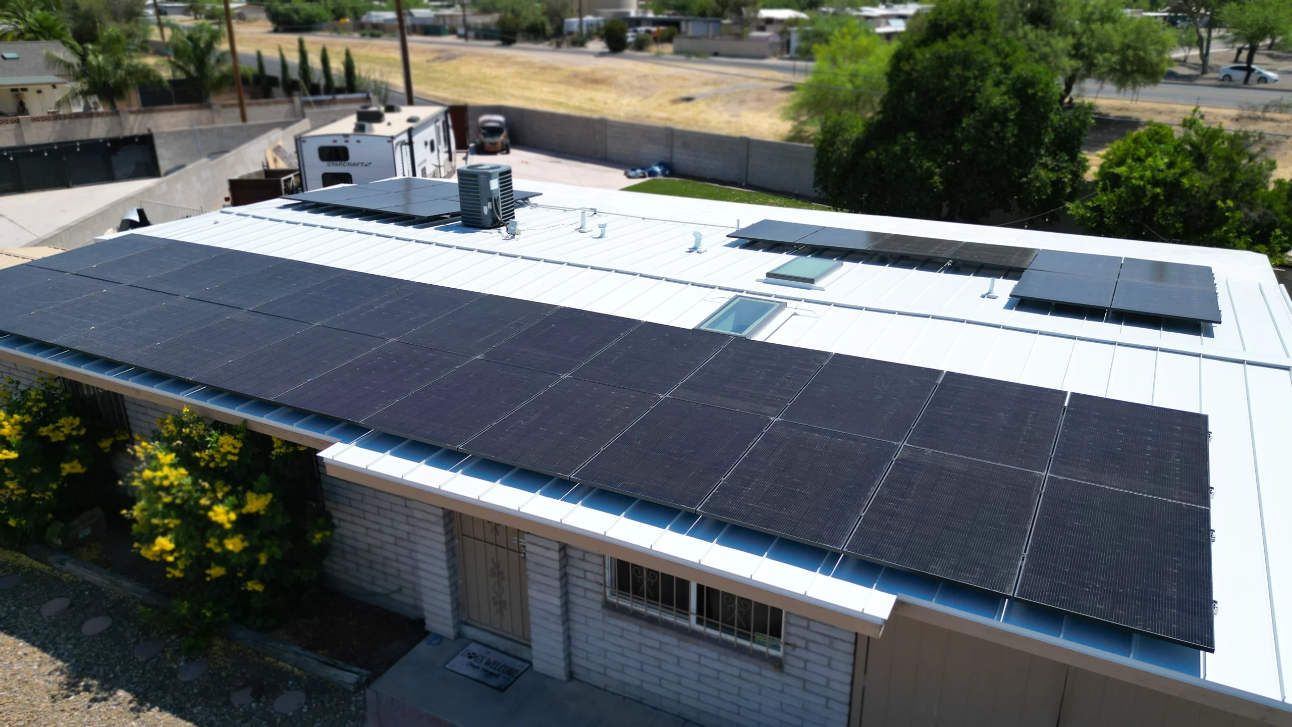 Solar Panels Installed on Standing Seam Metal Roof By AZ Roofing and Solar Company