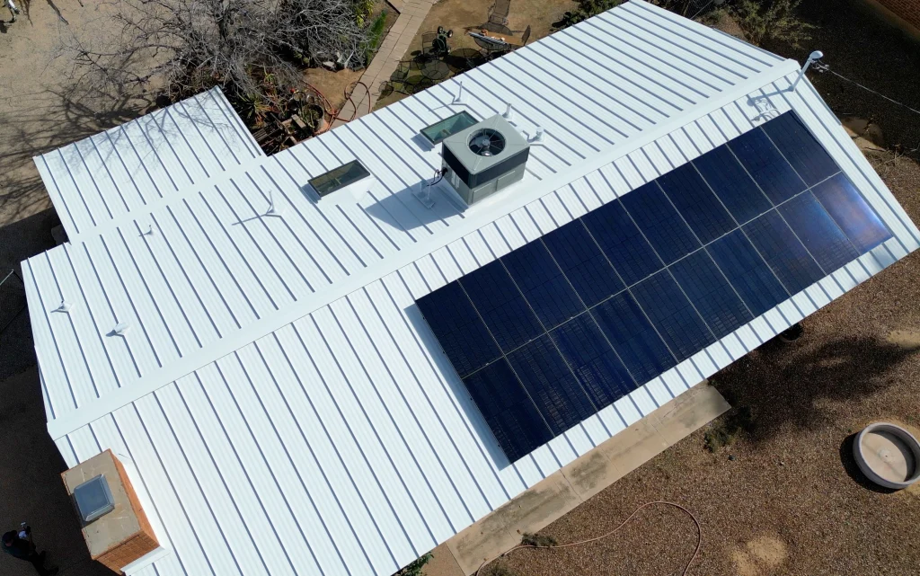 Solar standing seam metal roof combo installed by Reimagine Roofing in AZ